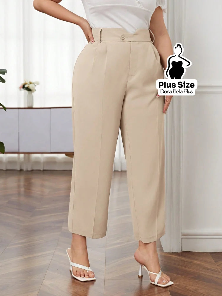 Calça Cropped de Alfaiataria com Pregas Frontais Damasco / G Calça Cropped de Alfaiataria com Pregas Frontais
