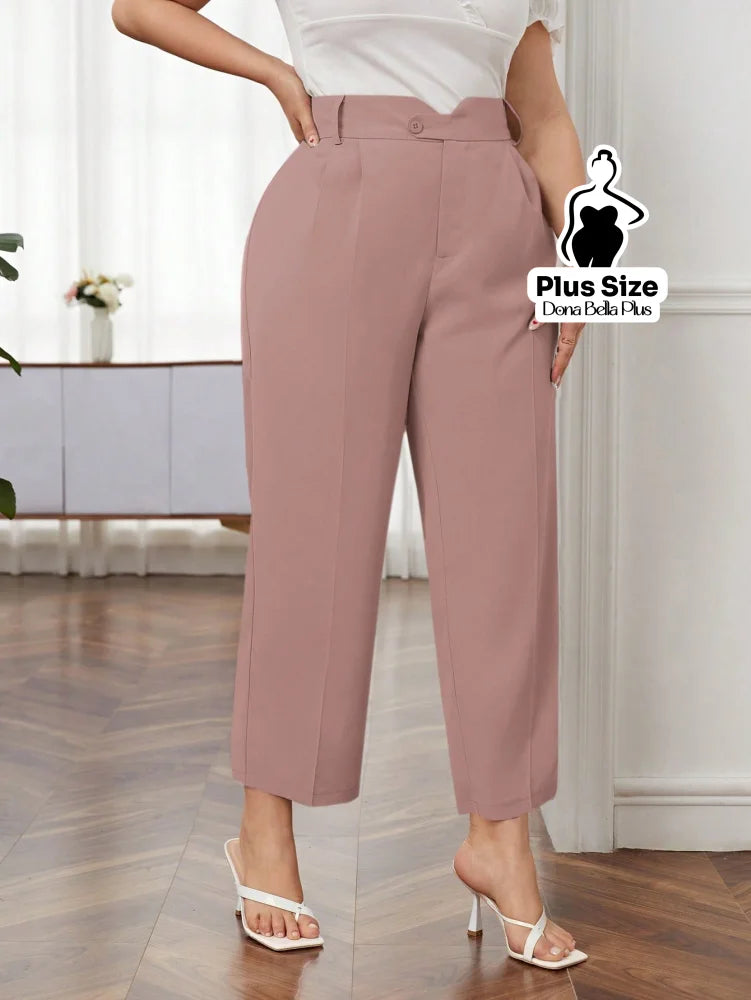Calça Cropped de Alfaiataria com Pregas Frontais Rosa / G Calça Cropped de Alfaiataria com Pregas Frontais