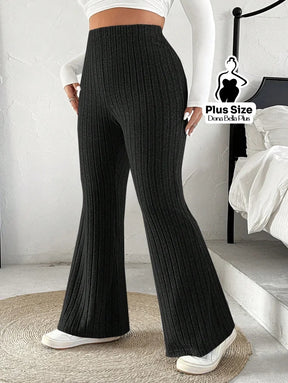Calça Flare Canelada com Modelagem Confortável Calça Flare Canelada com Modelagem Confortável