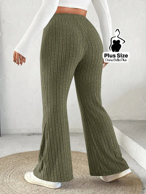 Calça Flare Canelada com Modelagem Confortável Calça Flare Canelada com Modelagem Confortável