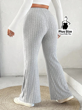 Calça Flare Canelada com Modelagem Confortável Calça Flare Canelada com Modelagem Confortável