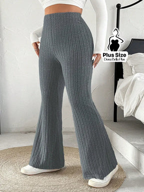 Calça Flare Canelada com Modelagem Confortável Calça Flare Canelada com Modelagem Confortável
