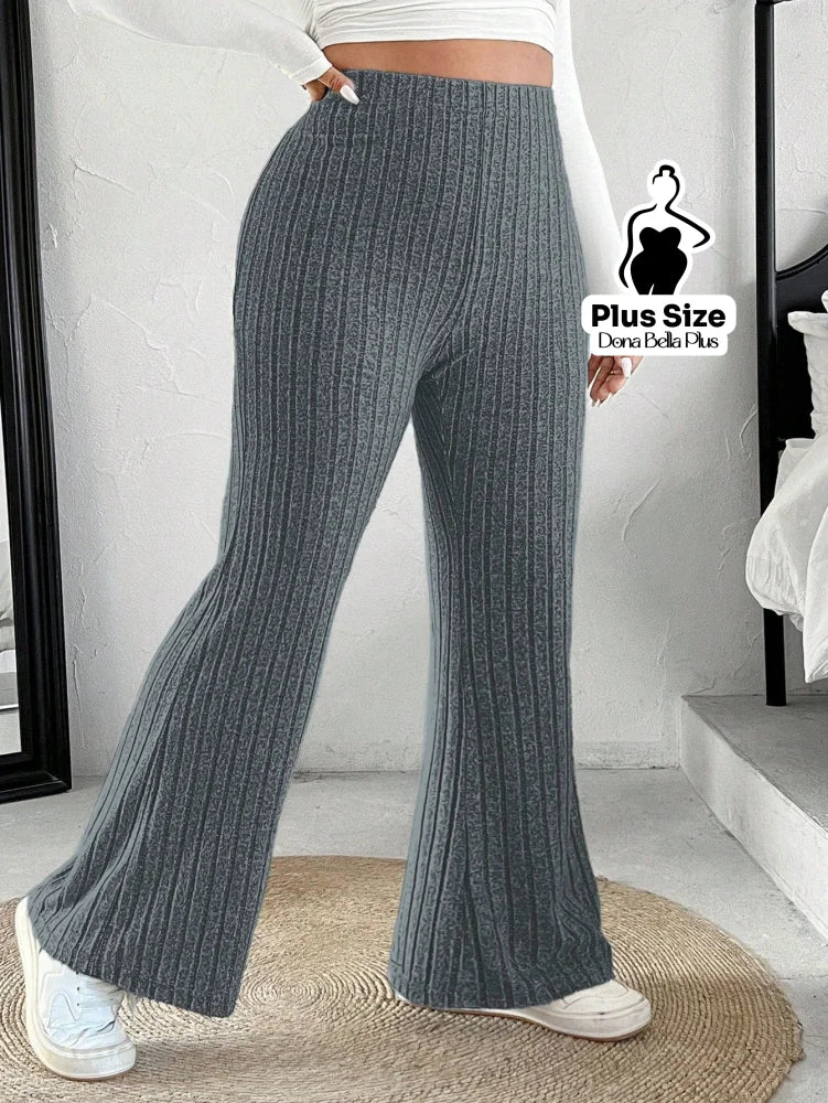 Calça Flare Canelada com Modelagem Confortável Chumbo / G Calça Flare Canelada com Modelagem Confortável