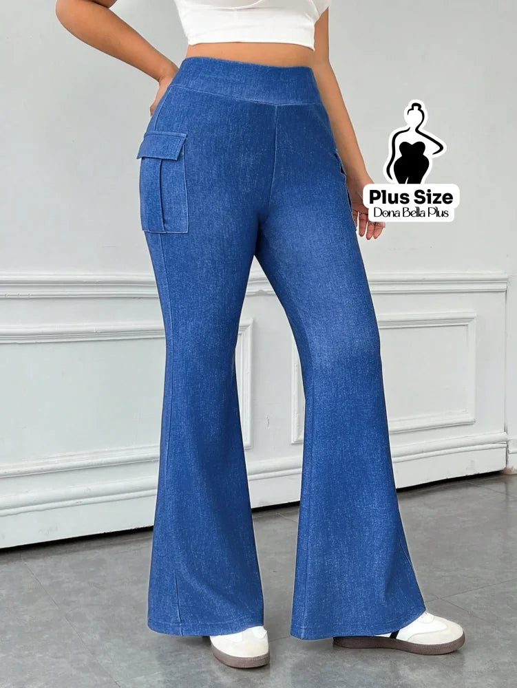 Calça Flare Fitness com Bolso Cargo Lateral Azul / G Calça Clochard com Cintura Franzida e Faixa