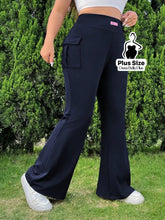 Calça Flare Fitness com Bolso Cargo Lateral Azul Marinho / G Calça Clochard com Cintura Franzida e Faixa