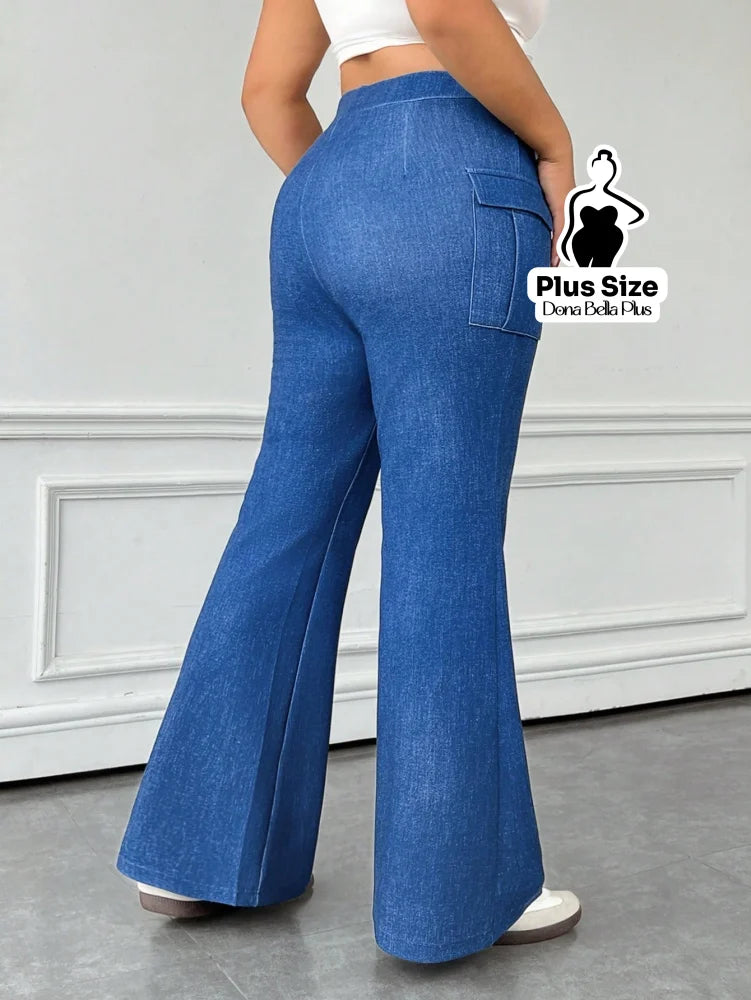 Calça Flare Fitness com Bolso Cargo Lateral Calça Clochard com Cintura Franzida e Faixa