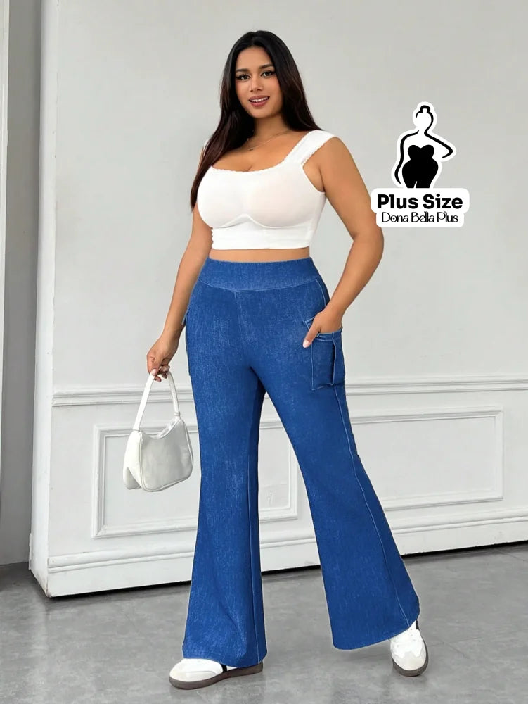 Calça Flare Fitness com Bolso Cargo Lateral Calça Clochard com Cintura Franzida e Faixa