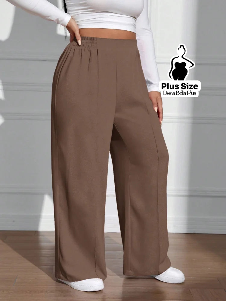 Calça Pantalona Cintura Alta em Tecido Leve Chocolate / G Calça Pantalona Cintura Alta em Tecido Leve