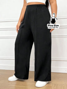 Calça Pantalona Cintura Alta em Tecido Leve Preto / G Calça Pantalona Cintura Alta em Tecido Leve
