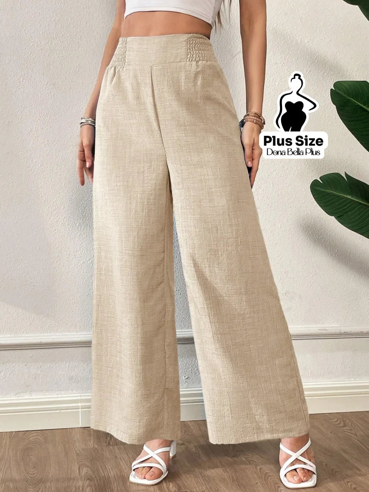 Calça Pantalona com Cintura Alta e Detalhe Lastex Damasco / G Calça Pantalona com Cintura Alta e Detalhe Lastex