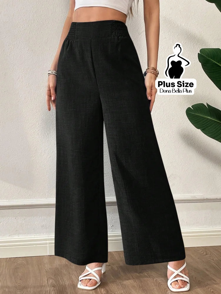 Calça Pantalona com Cintura Alta e Detalhe Lastex Preto / G Calça Pantalona com Cintura Alta e Detalhe Lastex