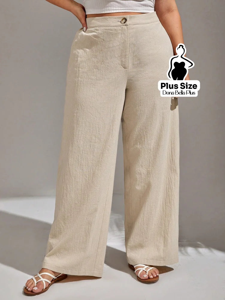Calça Pantalona em Tecido Leve com Cintura Alta Damasco / G Calça Pantalona em Tecido Leve com Cintura Alta
