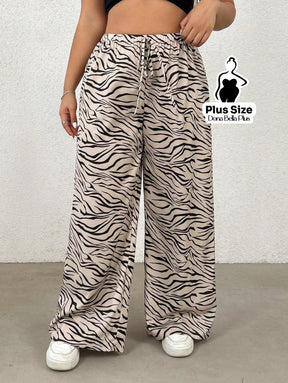 Calça Pantalona Estampada com Cós Ajustável Calça Pantalona Estampada com Cós Ajustável