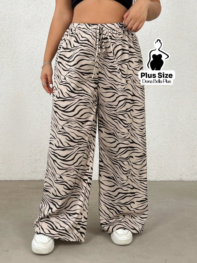 Calça Pantalona Estampada com Cós Ajustável Calça Pantalona Estampada com Cós Ajustável