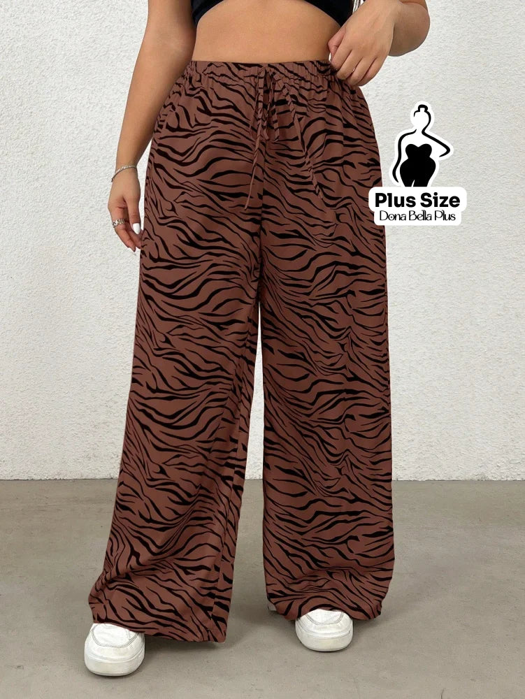 Calça Pantalona Estampada com Cós Ajustável Calça Pantalona Estampada com Cós Ajustável