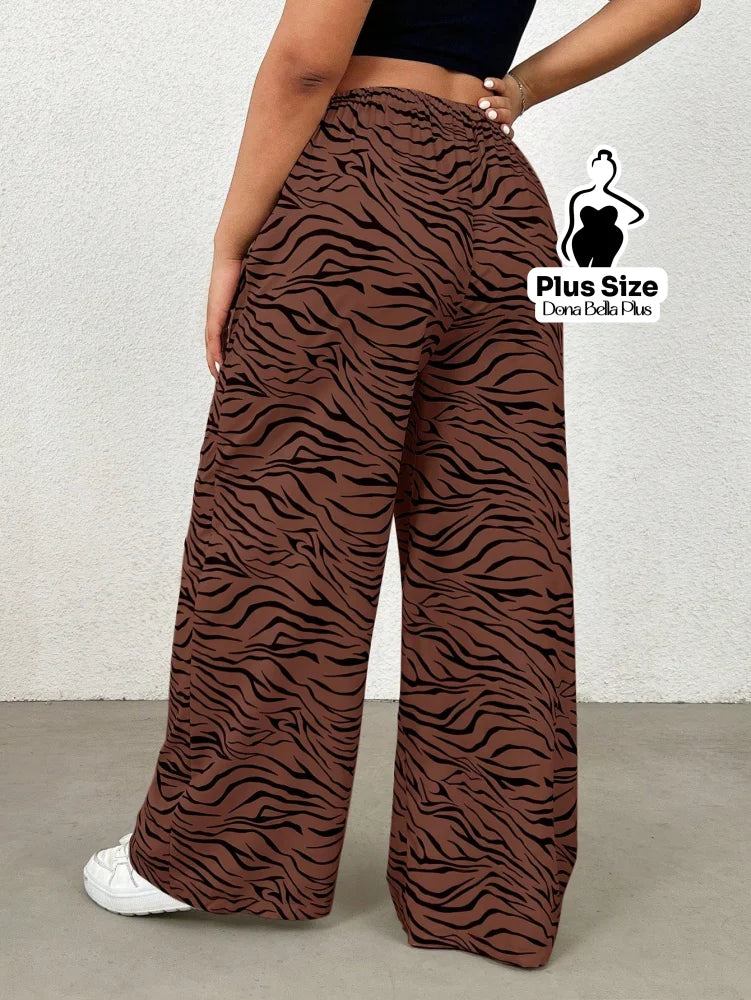 Calça Pantalona Estampada com Cós Ajustável Calça Pantalona Estampada com Cós Ajustável