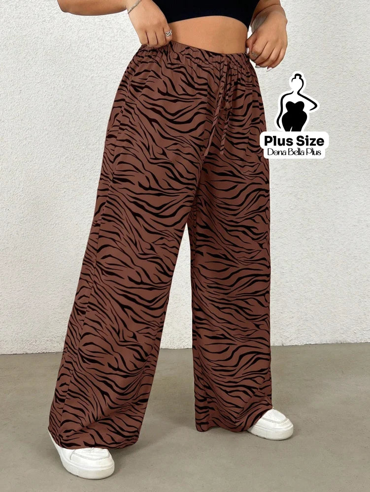 Calça Pantalona Estampada com Cós Ajustável Calça Pantalona Estampada com Cós Ajustável