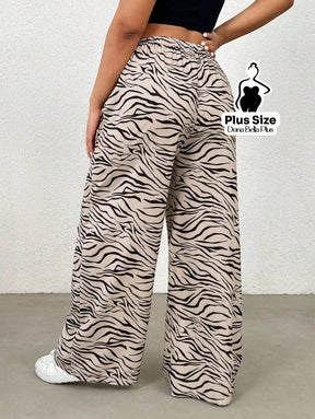 Calça Pantalona Estampada com Cós Ajustável Calça Pantalona Estampada com Cós Ajustável