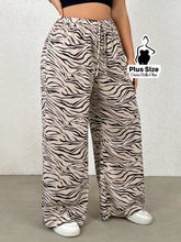 Calça Pantalona Estampada com Cós Ajustável Cáqui / G Calça Pantalona Estampada com Cós Ajustável