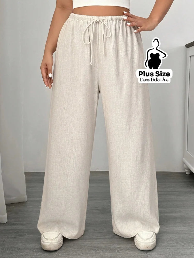 Calça Reta com Cintura Elástica e Amarração Calça Reta com Cintura Elástica e Amarração