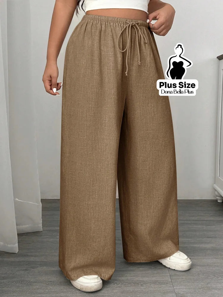 Calça Reta com Cintura Elástica e Amarração Calça Reta com Cintura Elástica e Amarração