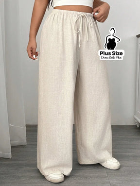 Calça Reta com Cintura Elástica e Amarração Calça Reta com Cintura Elástica e Amarração