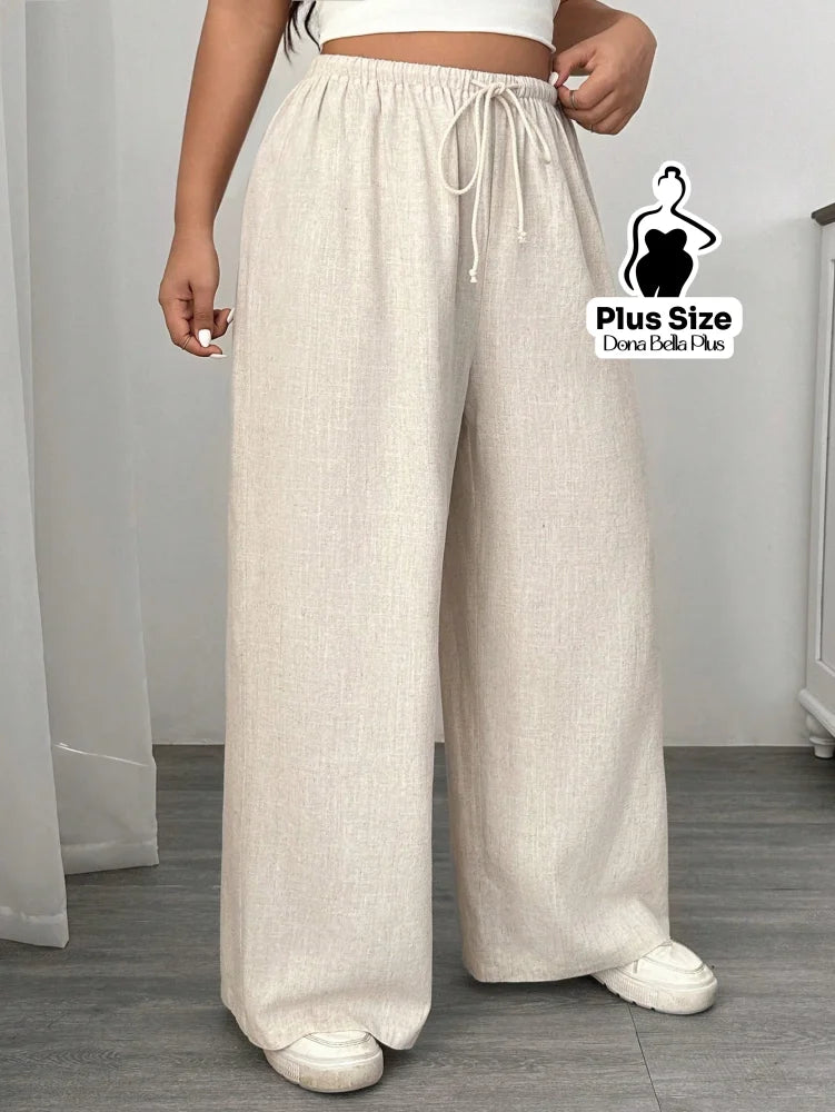 Calça Reta com Cintura Elástica e Amarração Calça Reta com Cintura Elástica e Amarração