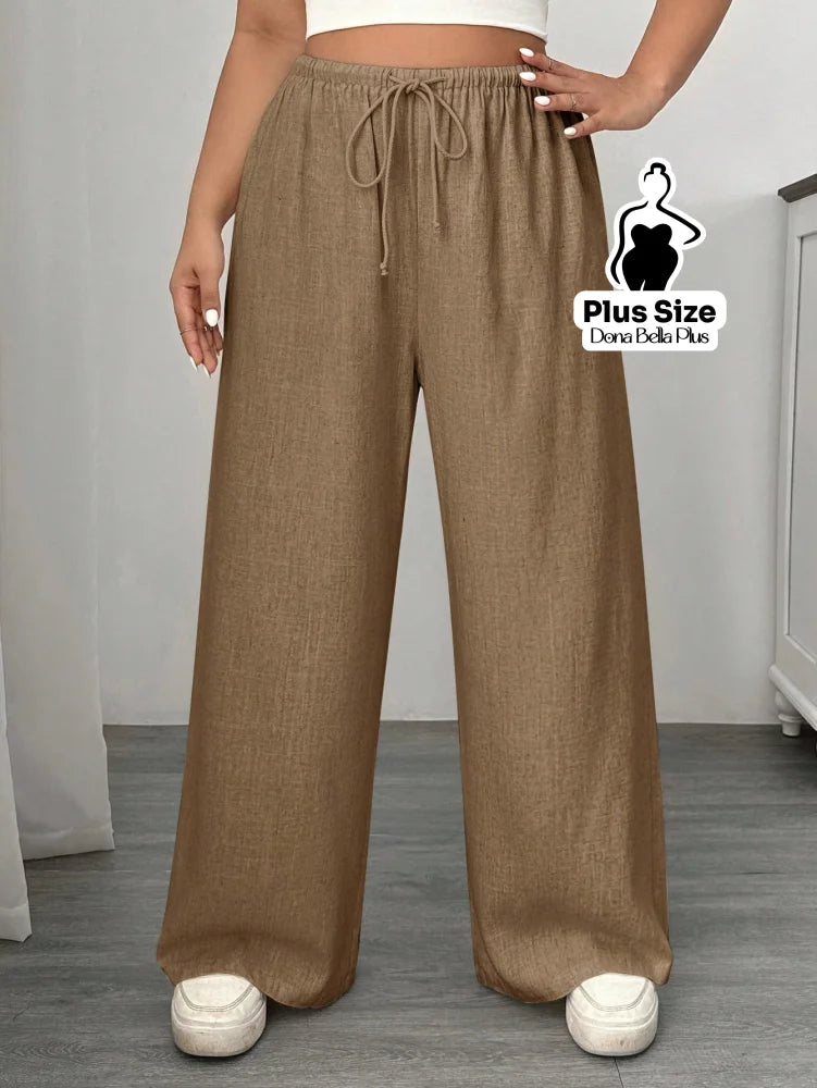 Calça Reta com Cintura Elástica e Amarração Calça Reta com Cintura Elástica e Amarração
