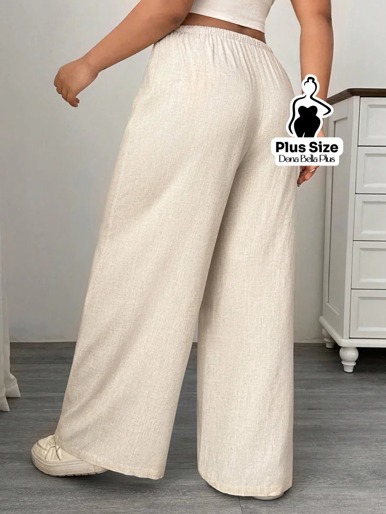 Calça Reta com Cintura Elástica e Amarração Calça Reta com Cintura Elástica e Amarração