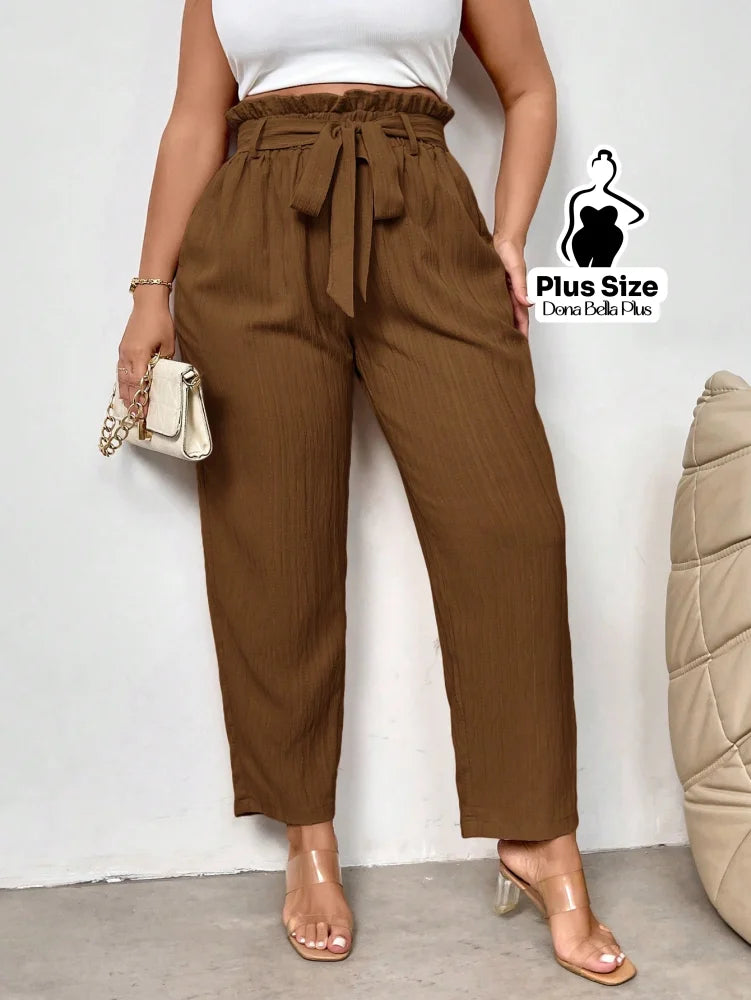 Calça Reta com Cós de Elástico e Bolsos Laterais Calça Reta com Cós de Elástico e Bolsos Laterais
