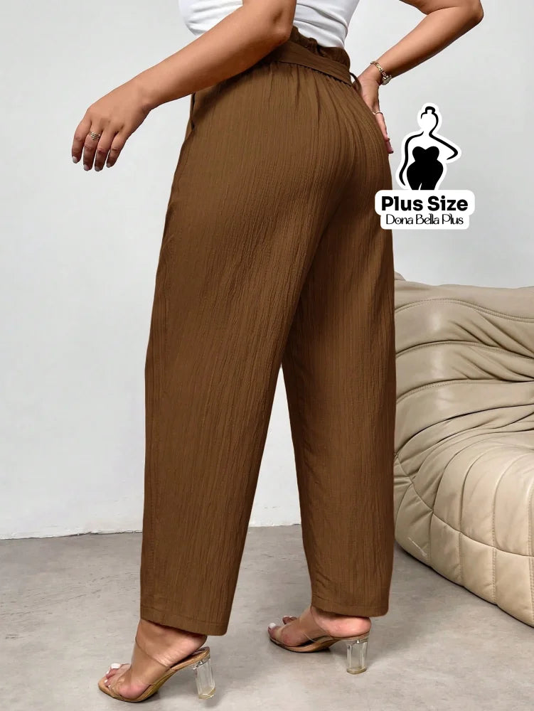 Calça Reta com Cós de Elástico e Bolsos Laterais Calça Reta com Cós de Elástico e Bolsos Laterais