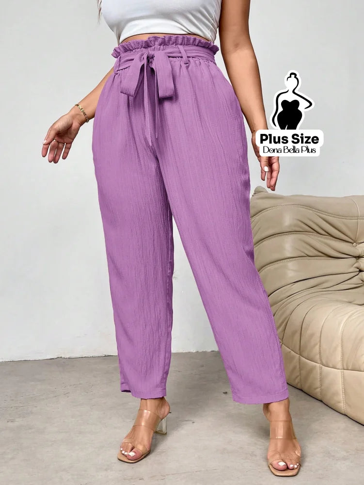 Calça Reta com Cós de Elástico e Bolsos Laterais Calça Reta com Cós de Elástico e Bolsos Laterais
