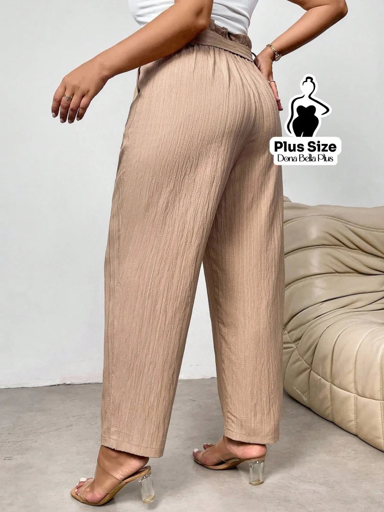 Calça Reta com Cós de Elástico e Bolsos Laterais Calça Reta com Cós de Elástico e Bolsos Laterais