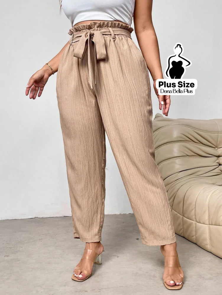 Calça Reta com Cós de Elástico e Bolsos Laterais Calça Reta com Cós de Elástico e Bolsos Laterais