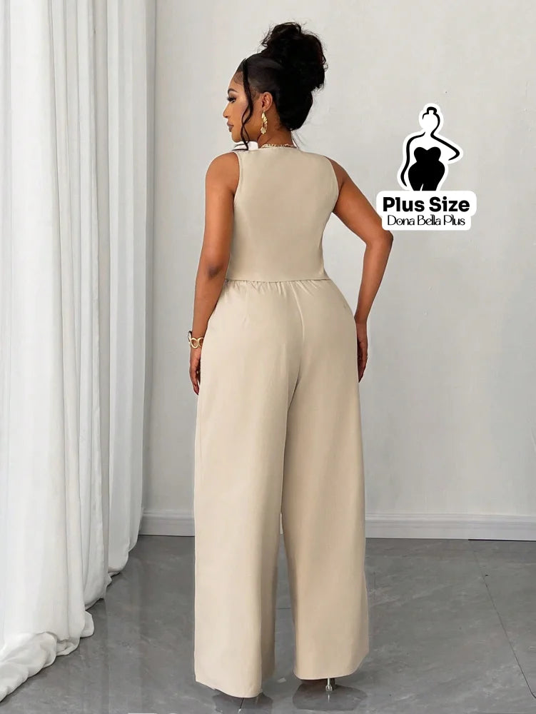 Conjunto Alfaiatado com Blusa de Botões e Calça Pantalona Conjunto Alfaiatado com Blusa de Botões e Calça Pantalona