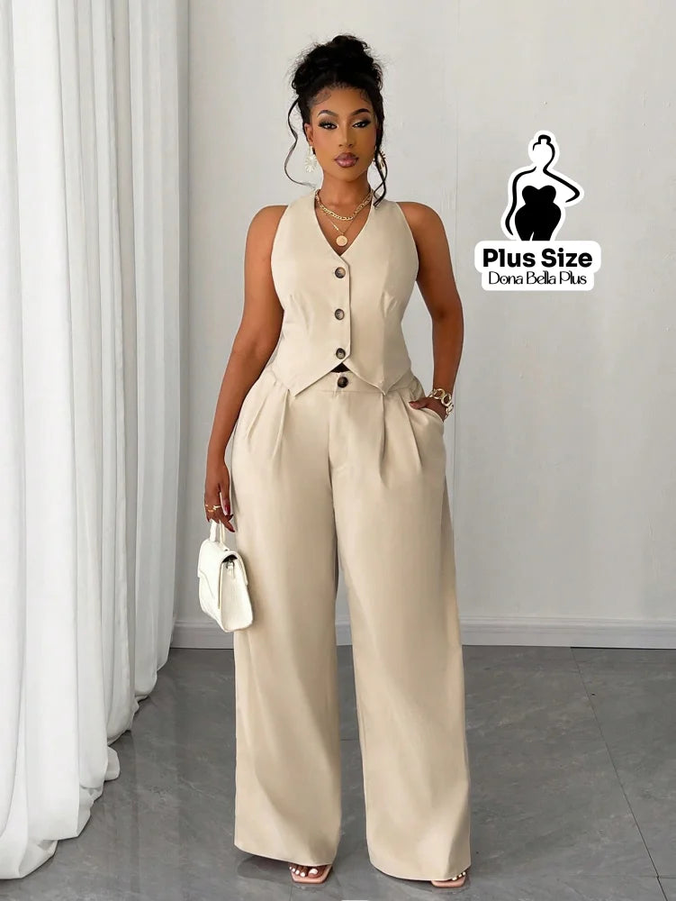 Conjunto Alfaiatado com Blusa de Botões e Calça Pantalona Damasco / G Conjunto Alfaiatado com Blusa de Botões e Calça
