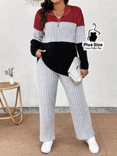 Conjunto Canelado Bicolor com Gola Polo e Calça Reta Cor 1 / G Conjunto Canelado Bicolor com Gola Polo e Calça Reta
