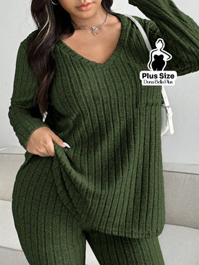 Conjunto Canelado com Blusa Longa e Calça Justa Conjunto Canelado com Blusa Longa e Calça Justa
