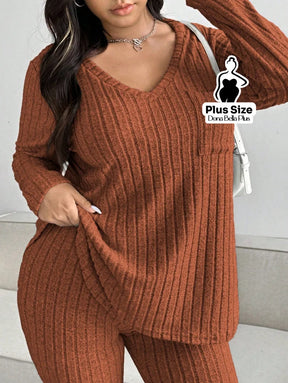 Conjunto Canelado com Blusa Longa e Calça Justa Conjunto Canelado com Blusa Longa e Calça Justa