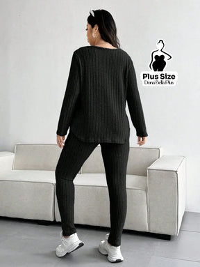 Conjunto Canelado com Blusa Longa e Calça Justa Conjunto Canelado com Blusa Longa e Calça Justa