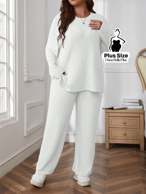 Conjunto Canelado com Blusa Solta e Calça Flare Conjunto Canelado com Blusa Solta e Calça Flare