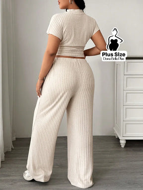 Conjunto Canelado com Cropped e Calça de Amarrar Conjunto Canelado com Cropped e Calça de Amarrar