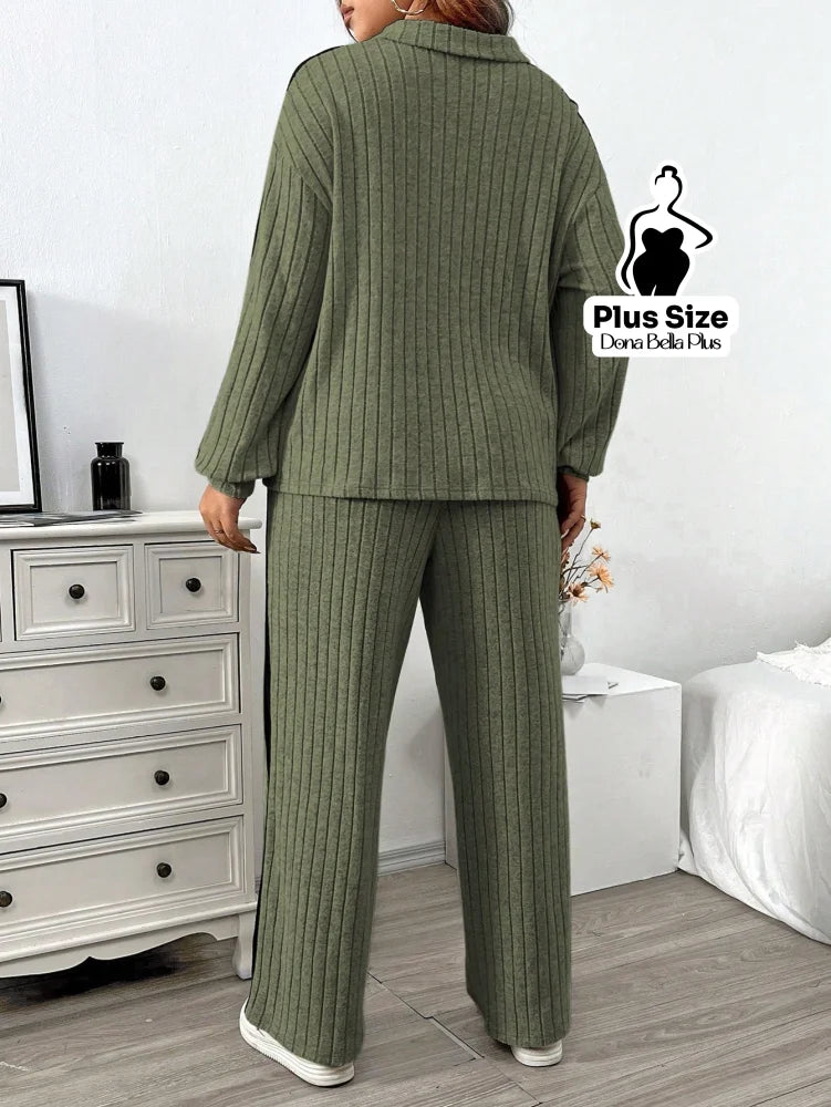 Conjunto Canelado com Zíper e Faixa Lateral Preta Conjunto Canelado com Zíper e Faixa Lateral Preta