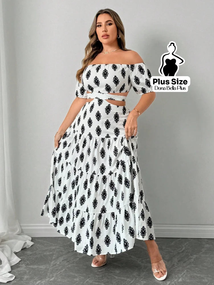 Conjunto Ciganinha Estampado com Saia Longa Fluida Conjunto Ciganinha Estampado com Saia Longa Fluida