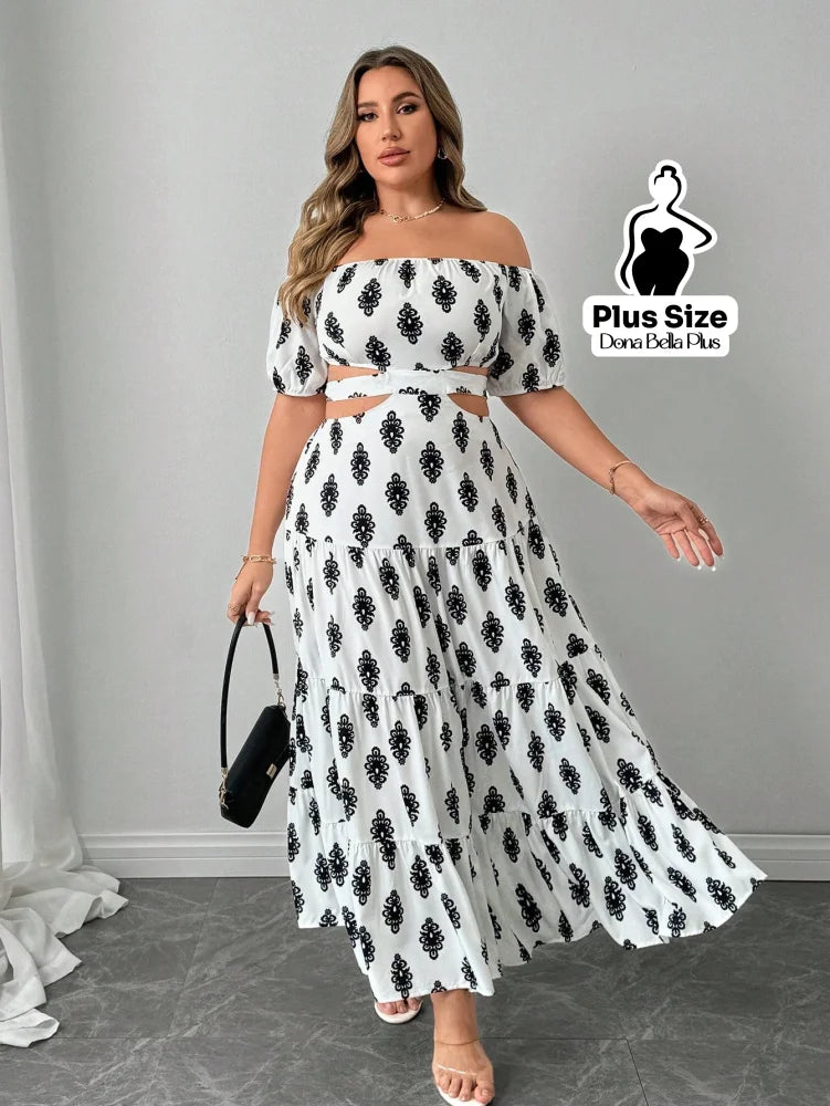 Conjunto Ciganinha Estampado com Saia Longa Fluida G Conjunto Ciganinha Estampado com Saia Longa Fluida