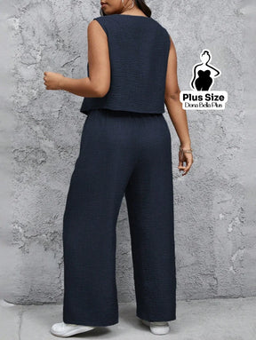 Conjunto com Blusa com Botões e Calça Pantalona Conjunto com Blusa com Botões e Calça Pantalona
