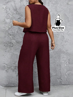 Conjunto com Blusa com Botões e Calça Pantalona Conjunto com Blusa com Botões e Calça Pantalona
