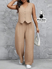 Conjunto com Blusa com Botões e Calça Pantalona Damasco / G Conjunto com Blusa com Botões e Calça Pantalona