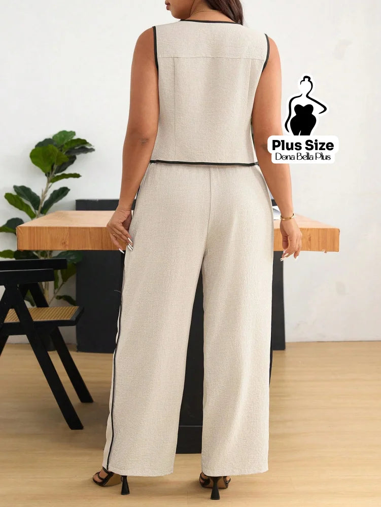 Conjunto com Blusa Botões Frontais e Calça de Cós Ajustável Conjunto com Blusa Botões Frontais e Calça de Cós Ajustável