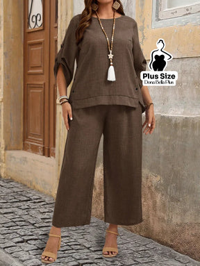 Conjunto de Linho com Blusa de Botões Laterais e Calça Conjunto de Linho com Blusa de Botões Laterais e Calça